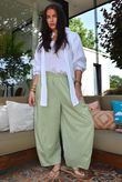 Arbi Gingham Relaxed Barrel Pant Green